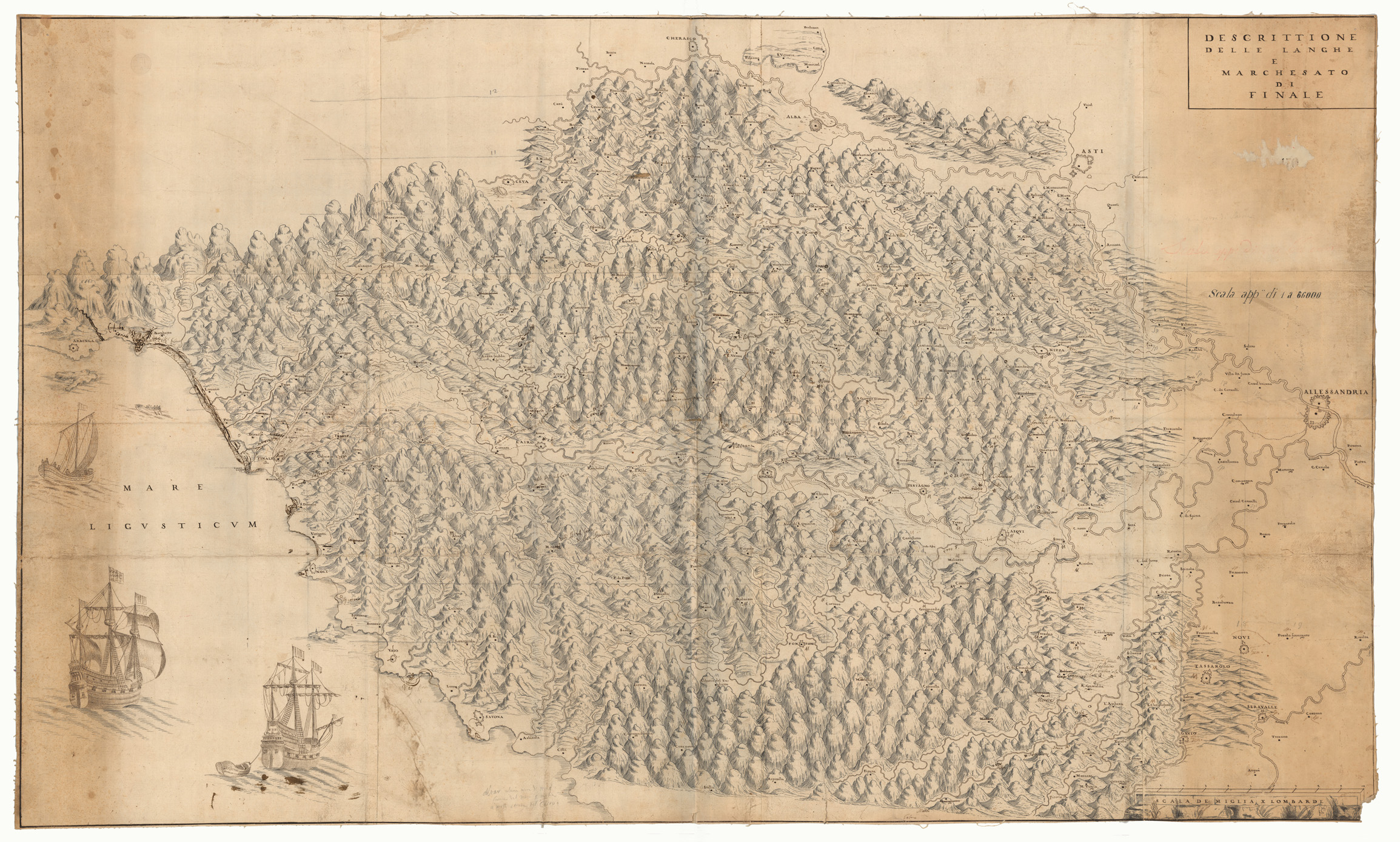 (N:9312) DESCRITTIONE DELLE LANGHE E MARCHESATO DI FINALE (CA002873) Carte e stampe antiche: riproduzione a colori su carta (formato A1)