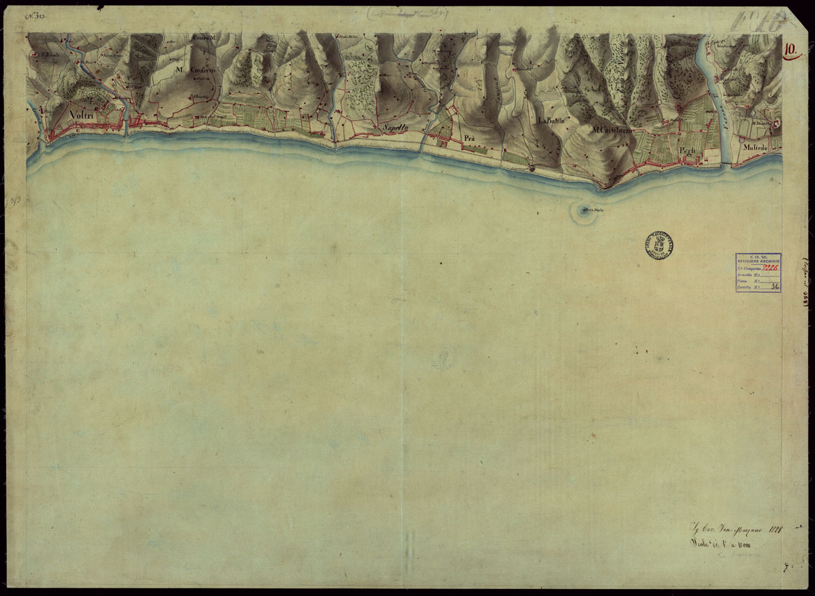 (N:4087) CARTA DI UNA PARTE DELLA RIVIERA DI PONENTE DA VARAZZE A SESTRI - FOGLIO 10. (CA002968) Carte e stampe antiche: riproduzione a colori su carta (formato A1)