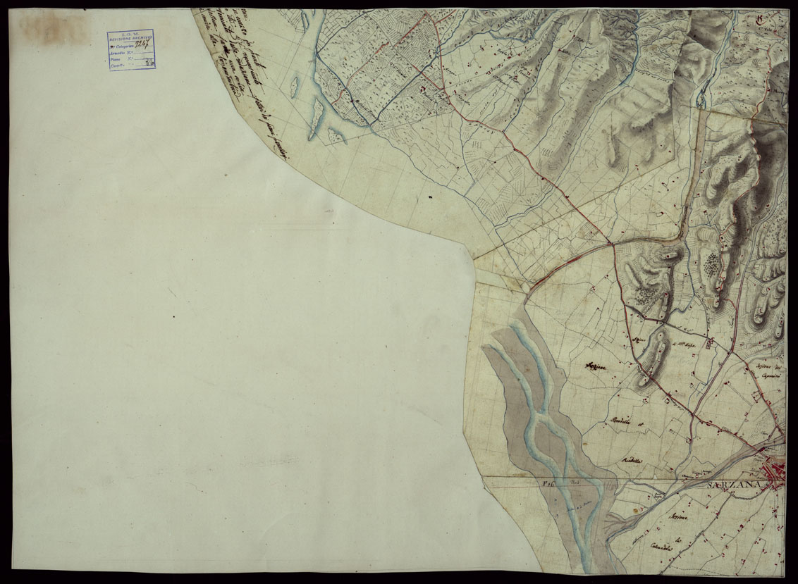 (N:76) RILIEVI TOPOGRAFICI ALLA SCALA DI 1 a 9.450 ABBRACCIANTI LA PARTE DI TERRITORIO BAGNATO DAI FIUMI MAGRA E VARA CHE FORMAVA PARTE DEL CONFINE ORIENTALE DEGLI EX STATI SARDI - FOGLIO 15 (CA003024) Carte e stampe antiche: riproduzione a colori su carta (formato A1)
