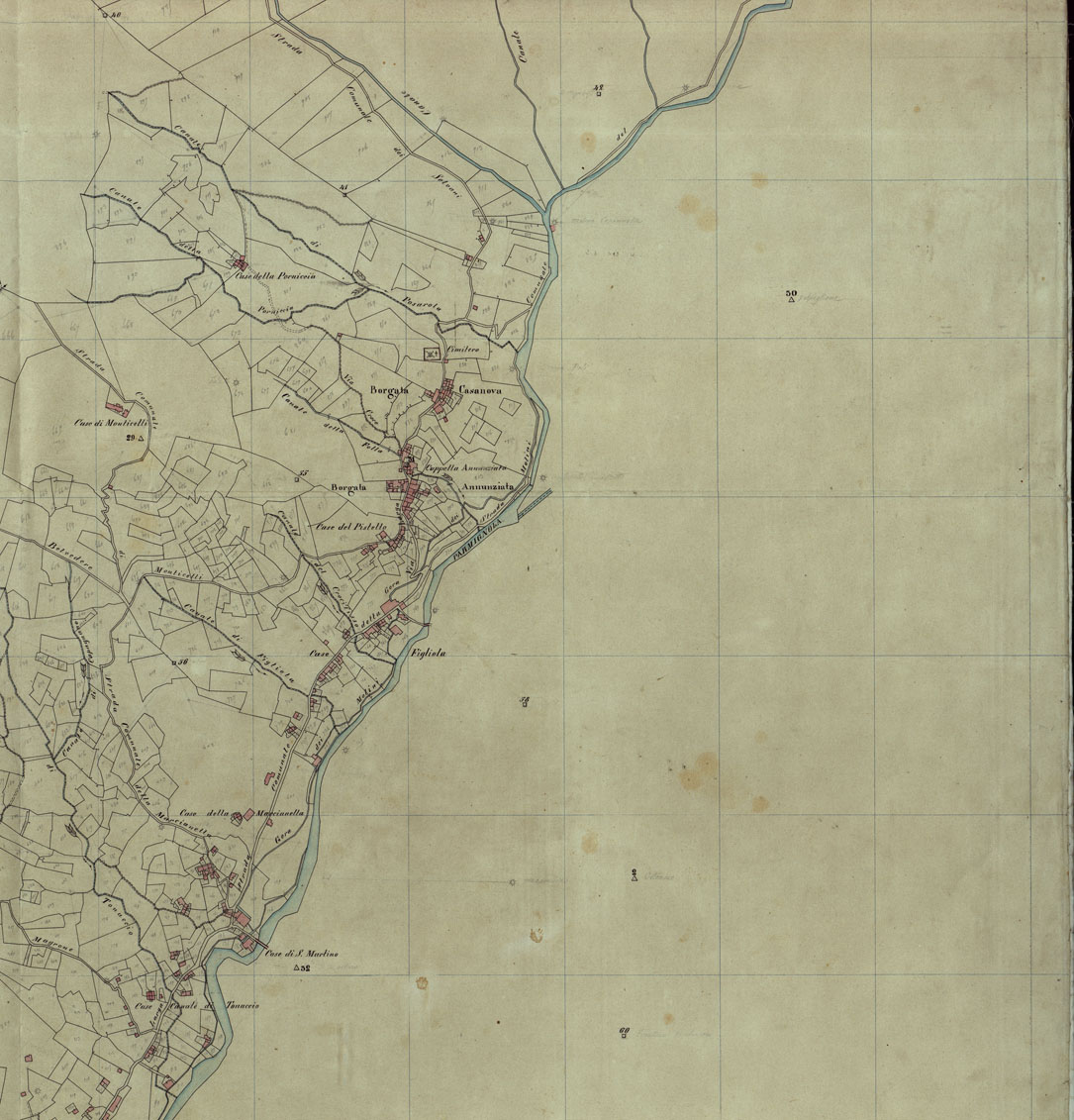 (N:12110) MAPPA ORIGINALE DEL COMUNE DI ORTONOVO - FOGLIO 1 (CA003035, CA003036, CA003037, CA003038, CA003039, CA003040) Carte e stampe antiche: riproduzione a colori su carta (formato A1)