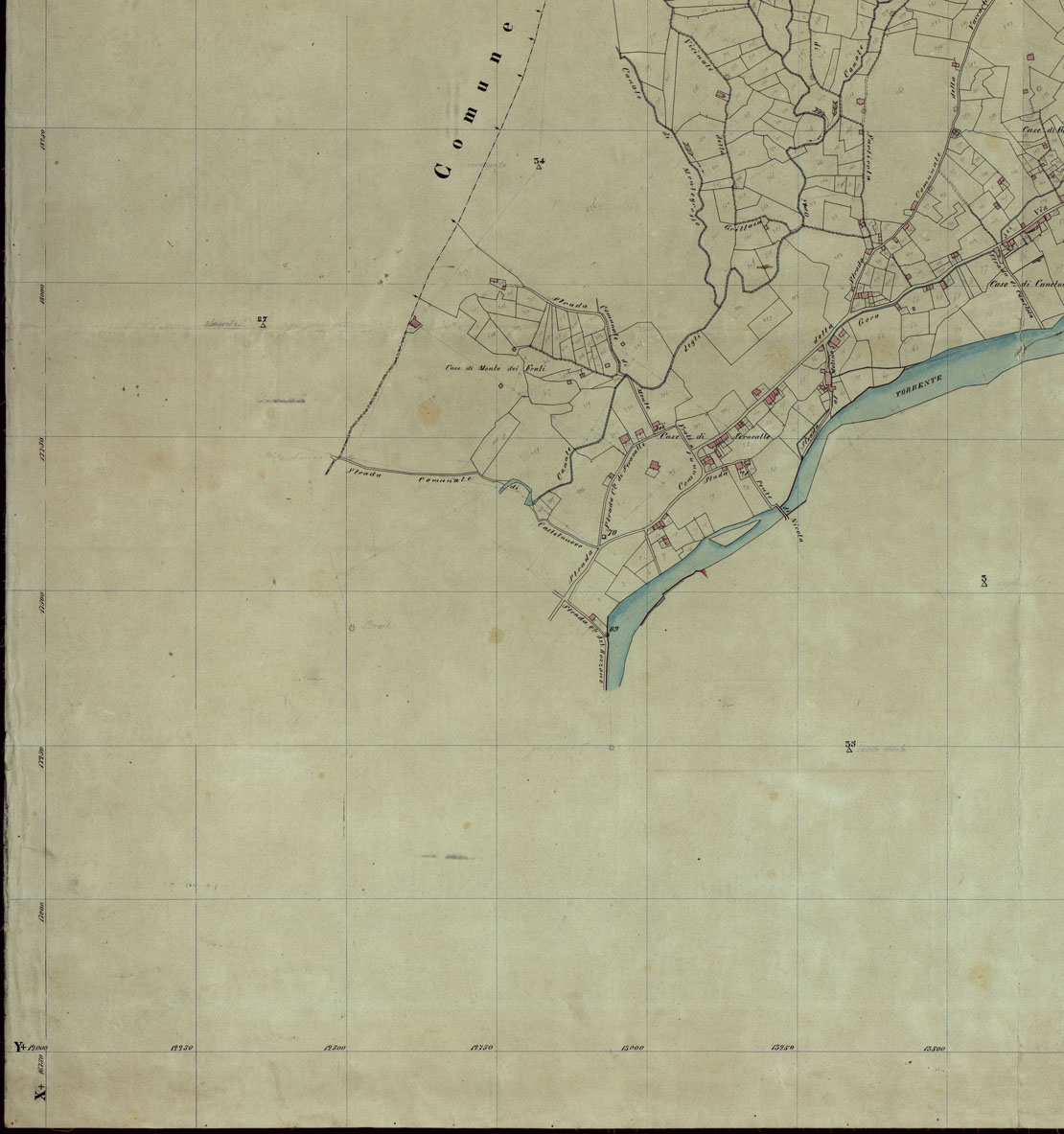 (N:12110) MAPPA ORIGINALE DEL COMUNE DI ORTONOVO - FOGLIO 1 (CA003035, CA003036, CA003037, CA003038, CA003039, CA003040) Carte e stampe antiche: riproduzione a colori su carta (formato A1)