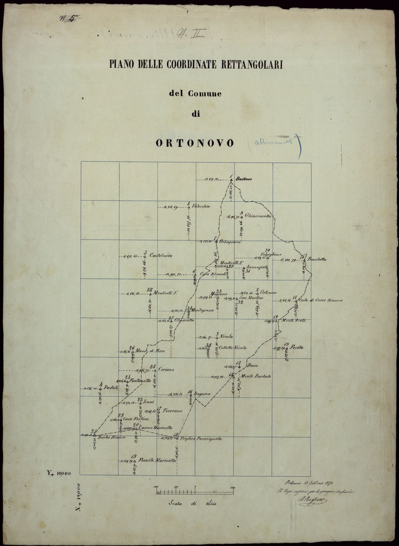(N:33045) MAPPA ORIGINALE DEL COMUNE DI ORTONOVO PIANO DELLE COORDINATE RETTANGOLARI DEL COMUNE DI ORTONOVO (CA003060) Carte e stampe antiche: riproduzione a colori su carta (formato A1)