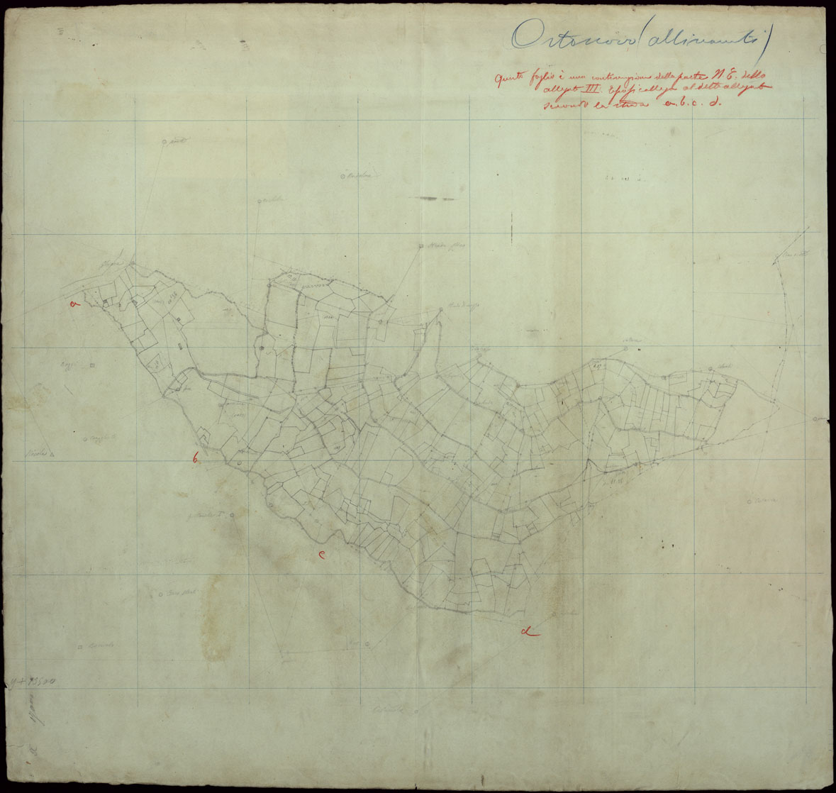 (N:9014) ORTONOVO - ALLINEAMENTI (CA003061) Carte e stampe antiche: riproduzione a colori su carta (formato A1)