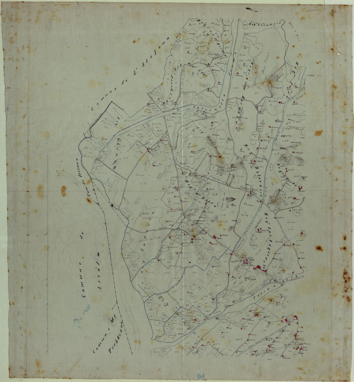 (N:23837) COMUNE DI ORTONOVO LUCIDI DI CAMPAGNA - FOGLIO 1 (CA003108) Carte e stampe antiche: riproduzione a colori su carta (formato A1)