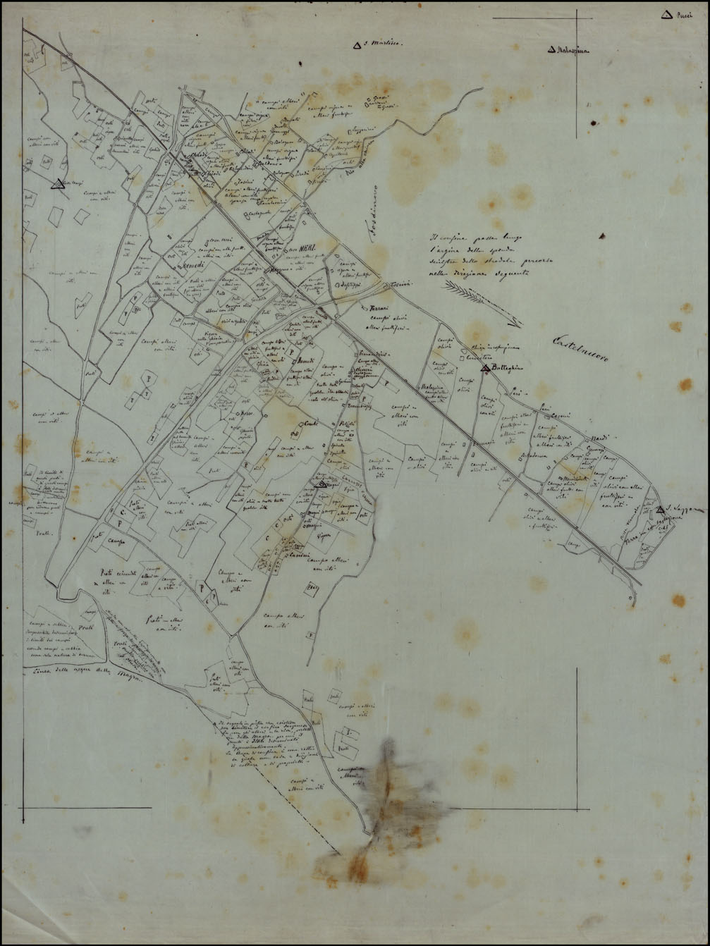 (N:23838) COMUNE DI ORTONOVO LUCIDI DI CAMPAGNA - FOGLIO 2 (CA003109) Carte e stampe antiche: riproduzione a colori su carta (formato A1)