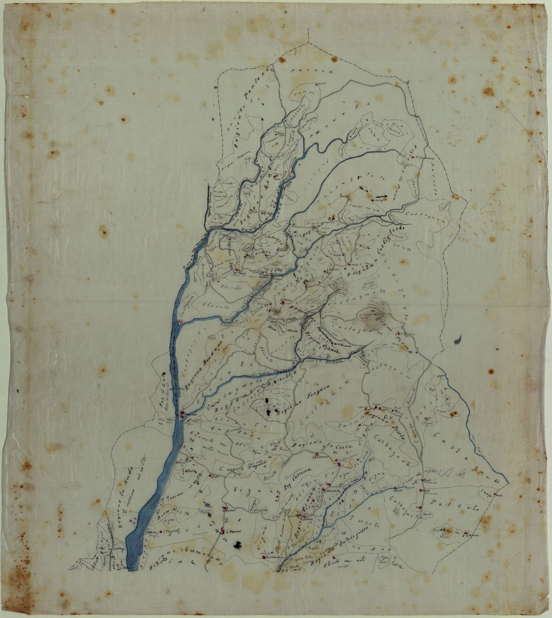 (N:23844) COMUNE DI ORTONOVO LUCIDI DI CAMPAGNA - FOGLIO 8 (CA003115) Carte e stampe antiche: riproduzione a colori su carta (formato A1)