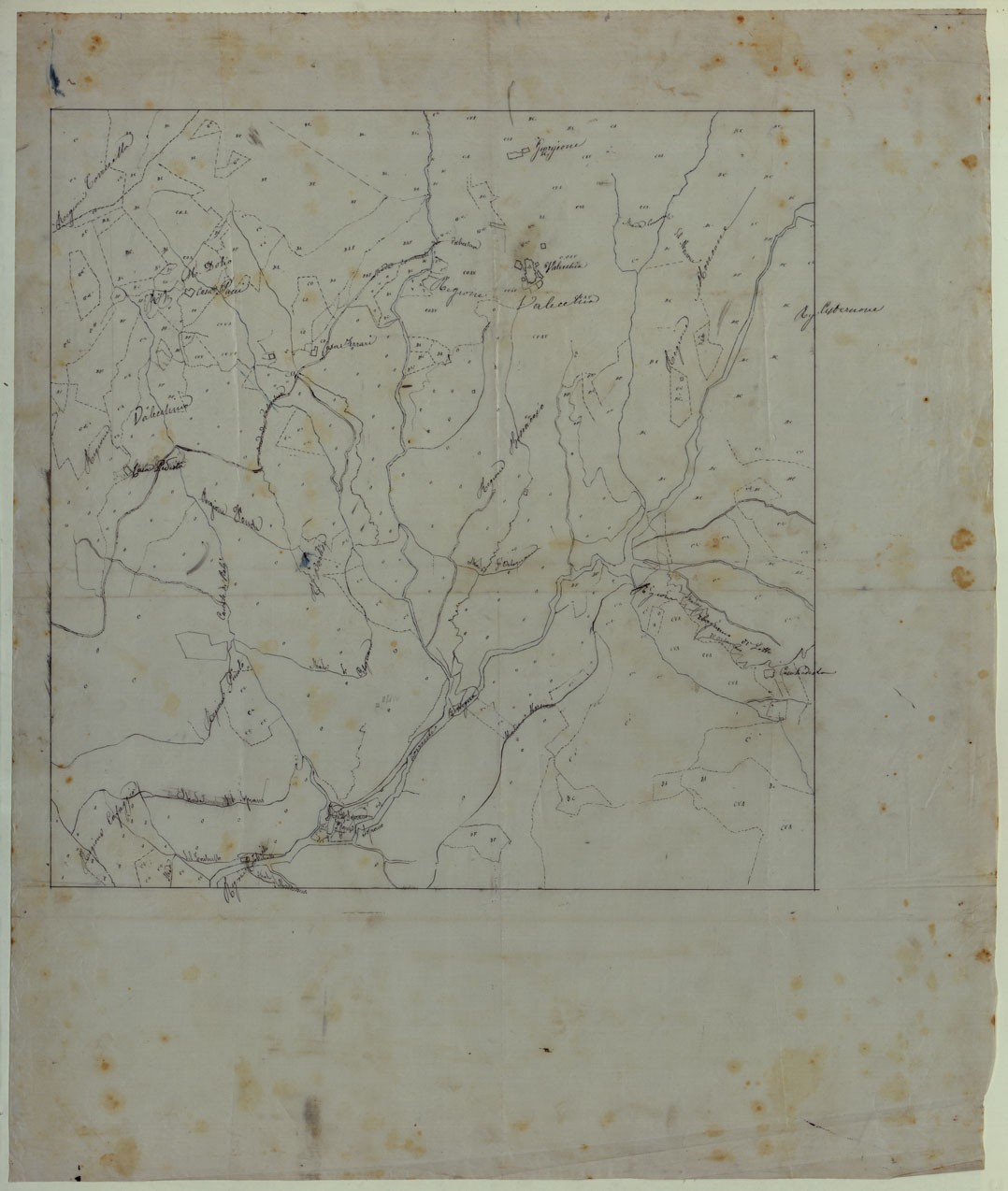 (N:23845) COMUNE DI ORTONOVO LUCIDI DI CAMPAGNA - FOGLIO 9 (CA003116) Carte e stampe antiche: riproduzione a colori su carta (formato A1)