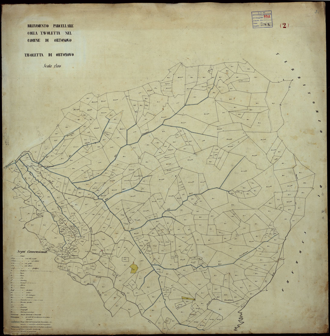 (N:1114) RILEVAMENTO PARCELLARE COLLA TAVOLETTA NEL COMUNE DI ORTONOVO -TAVOLETTA DI ORTONOVO (CA003126) Carte e stampe antiche: riproduzione a colori su carta (formato A1)