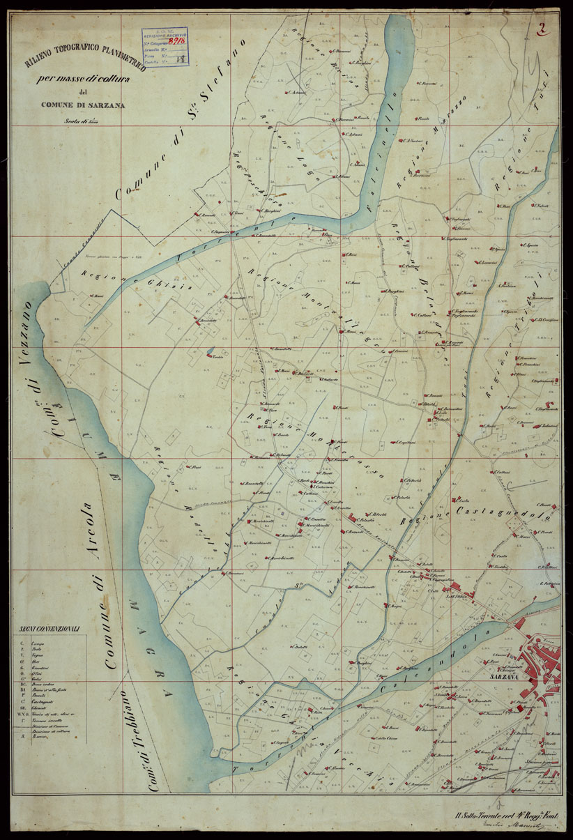 (N:15324) RILIEVO TOPOGRAFICO PLANIMETRICO PER MASSE DI COLTURA DEL SCALA 1:5.000 COMUNE DI SARZANA - TAVOLETTA N.2 (CA003144) Carte e stampe antiche: riproduzione a colori su carta (formato A1)