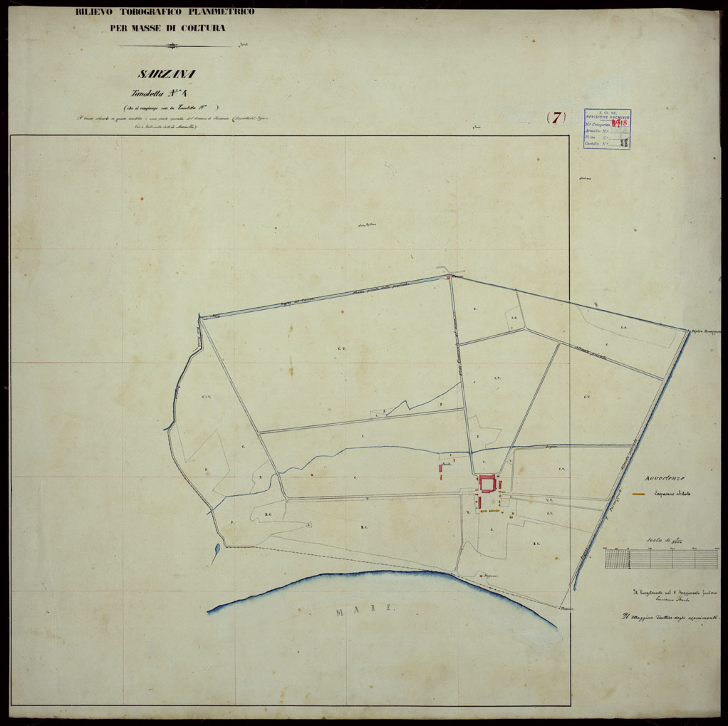 (N:15320) RILIEVO TOPOGRAFICO PLANIMETRICO PER MASSE DI COLTURA SARZANA -TAVOLETTA N. 4 (CA003149) Carte e stampe antiche: riproduzione a colori su carta (formato A1)