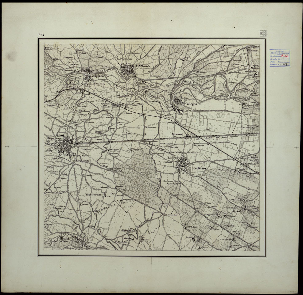 (N:23860) DINTORNI DI TORINO - FOGLIO 4 (CA003160) Carte e stampe antiche: riproduzione a colori su carta (formato A1)