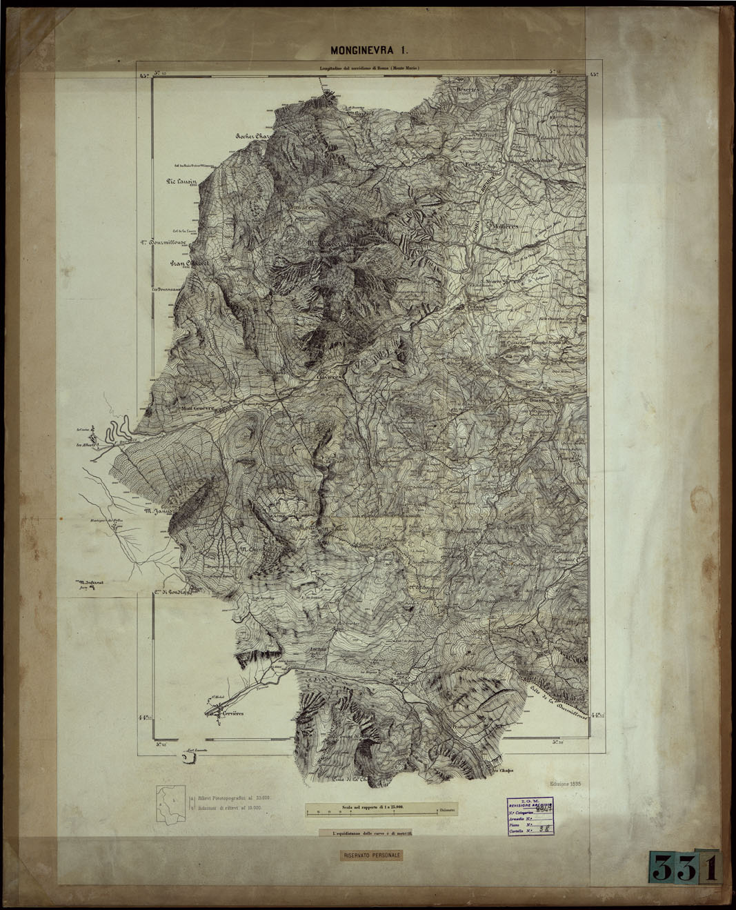 (N:23866) MONGINEVRA 1 (CA003166) Carte e stampe antiche: riproduzione a colori su carta (formato A1)