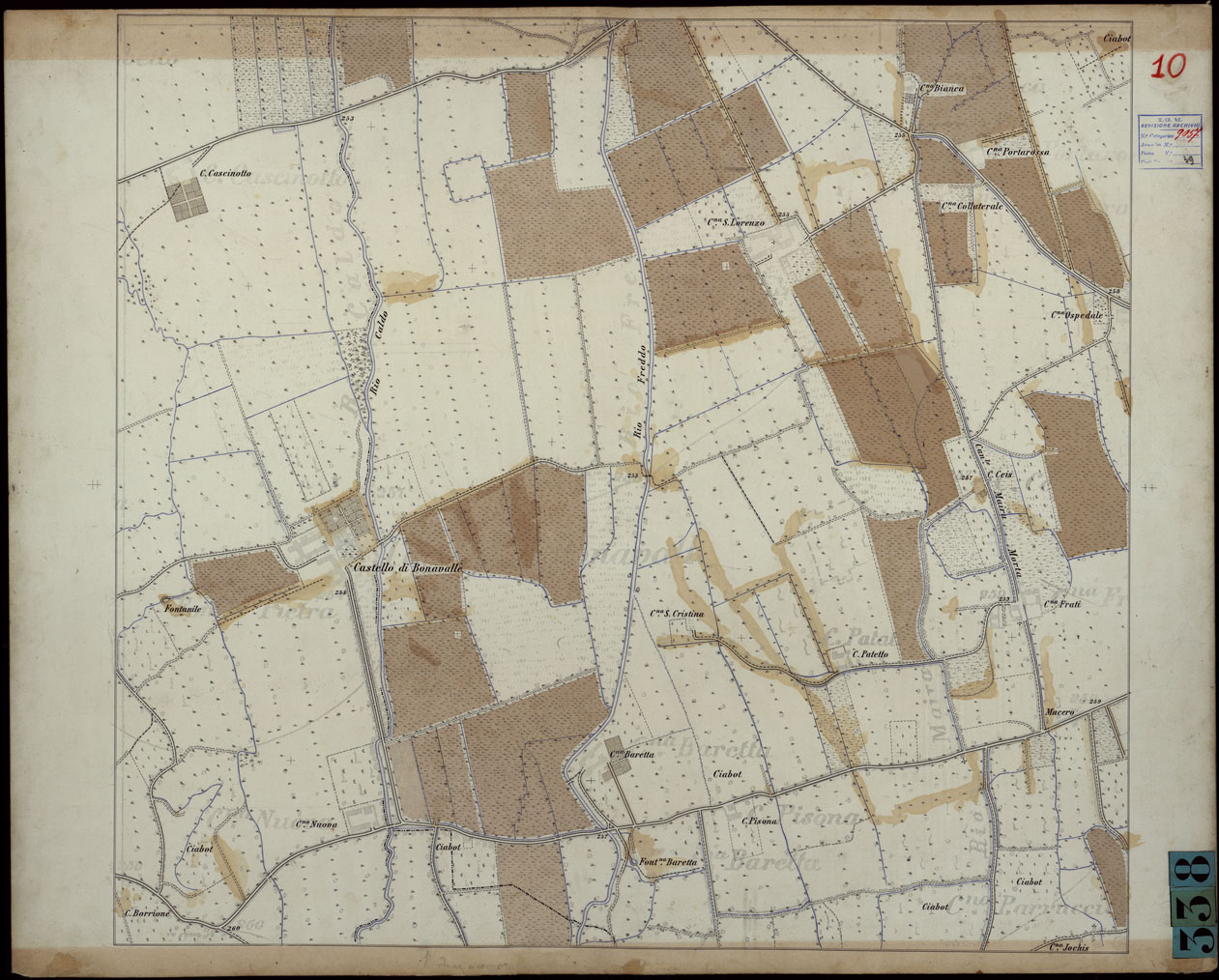 (N:23893) CARTA DEI DINTORNI DI RACCONIGI - FOGLIO 10 (CA003193) Carte e stampe antiche: riproduzione a colori su carta (formato A1)