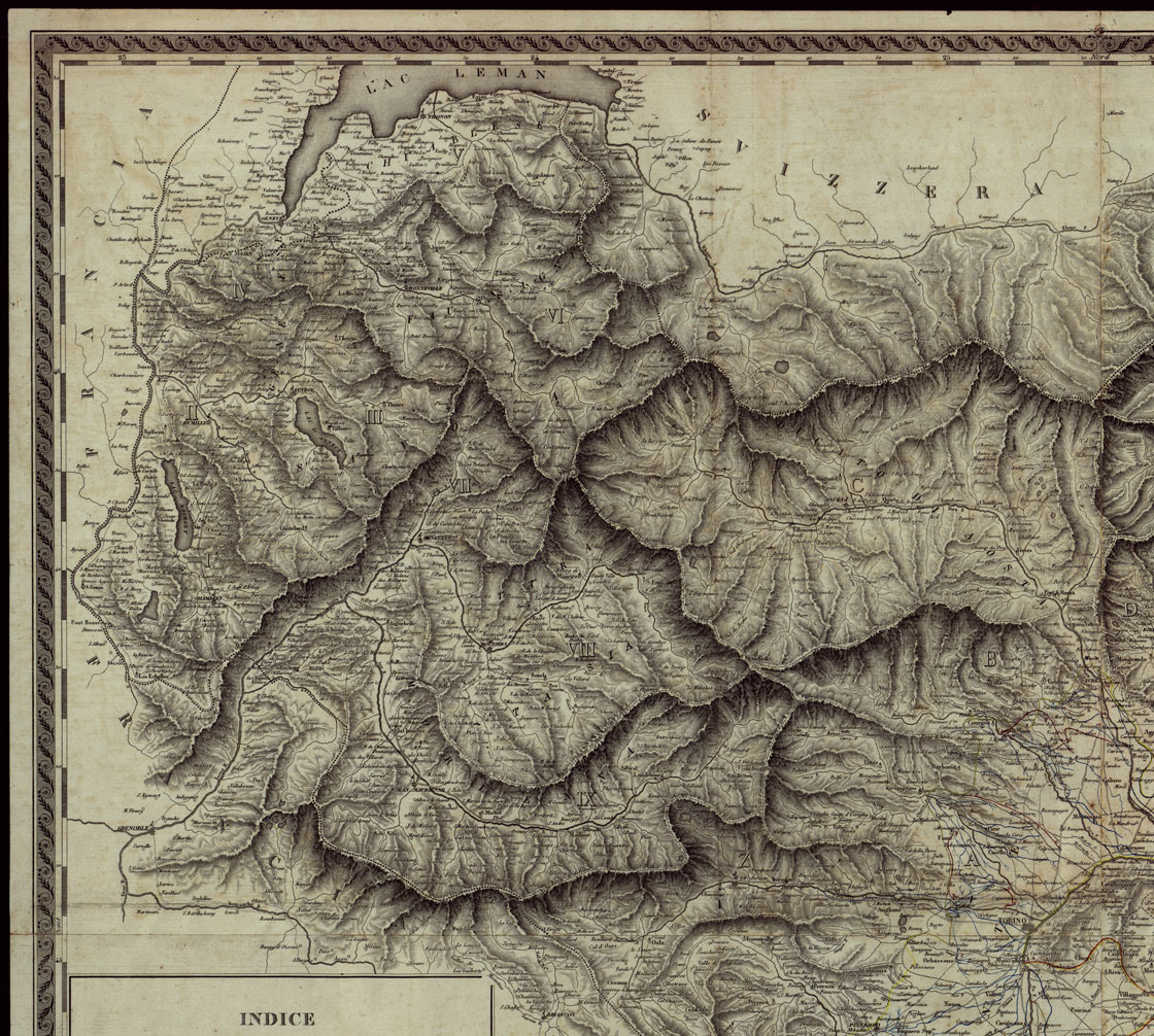 (N:23969) CARTA COROGRAFICA DEGLI STATI DI TERRA FERMA DI S.M. IL RE DI SARDEGNA DIVISA IN PROVINCIE E IN CANTONI DE' MANDAMENTI SECONDO LA RECENTE FISSAZIONE FATTANE CO' REGI EDITTI (CA003238, CA003239, CA003240, CA003241) Carte e stampe antiche: riproduzione a colori su carta (formato A1)