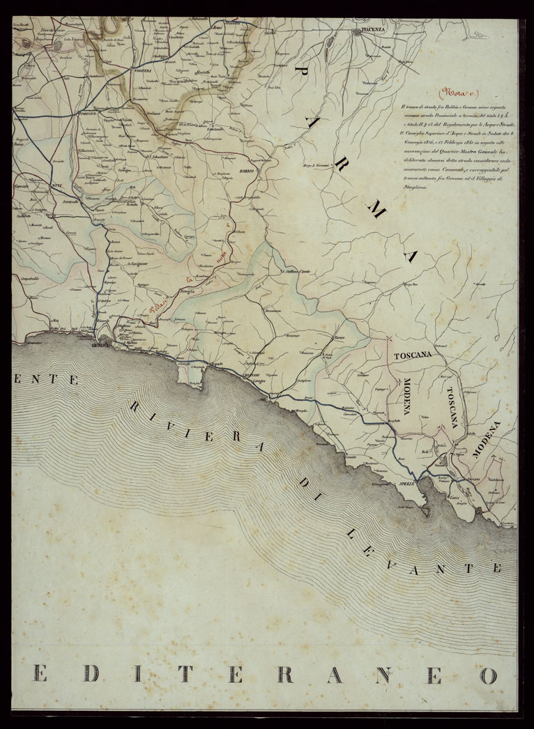 (N:24117) CARTA STRADALE DEGLI STATI DI TERRA FERMA DI S.M. (CA003253) Carte e stampe antiche: riproduzione a colori su carta (formato A1)