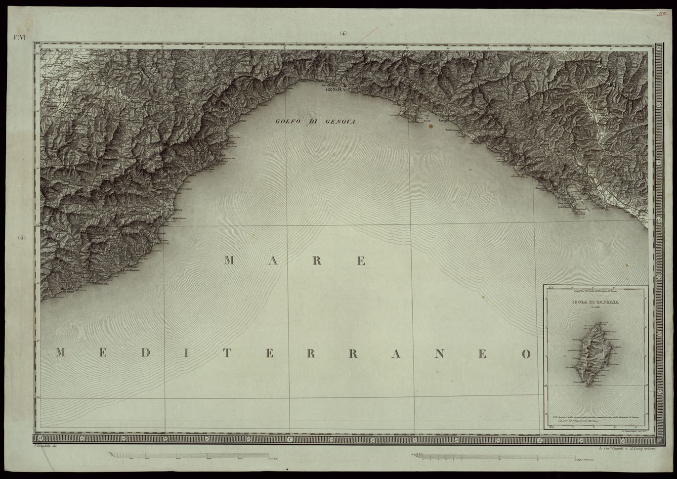 (N:24145) CARTA DEGLI STATI DI SUA MAESTA' SARDA IN TERRAFERMA OPERA DEL REAL CORPO DI STATO MAGGIORE GENERALE INCISA E PUBBLICATA - FOGLIO VI. (CA003269) Carte e stampe antiche: riproduzione a colori su carta (formato A1)