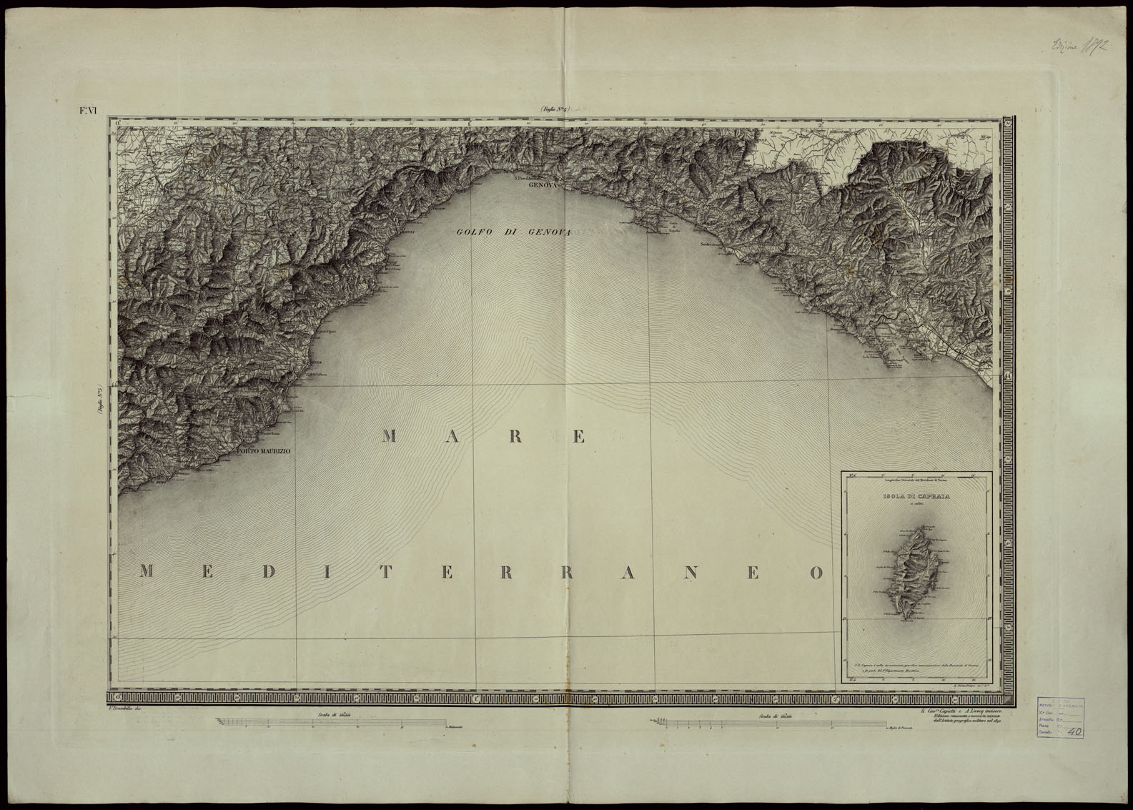 (N:24168) CARTA DEGLI STATI DI SUA MAESTA' SARDA IN TERRAFERMA OPERA DEL REAL CORPO DI STATO MAGGIORE GENERALE INCISA E PUBBLICATA - FOGLIO VI. (CA003287) Carte e stampe antiche: riproduzione a colori su carta (formato A1)