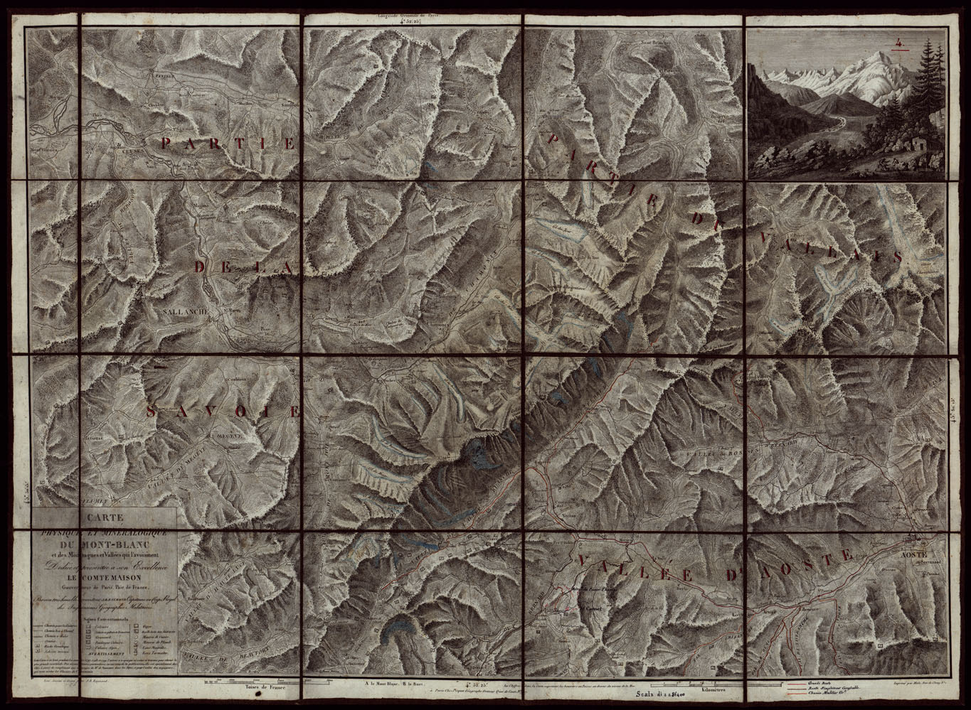 (N:15518) CARTE PHISIQUE ET MINERALOGIQUE DU MONT-BLANC ET DES MONTAGNES ET VALLEES  QUI L'AVOISINENT DEDIEE ET PRESENTEE A SON EXELLENCE LE COMTE MAISON GOUVERNEUR DE PARIS PAIR DE FRANCE (CA003326) Carte e stampe antiche: riproduzione a colori su carta (formato A1)
