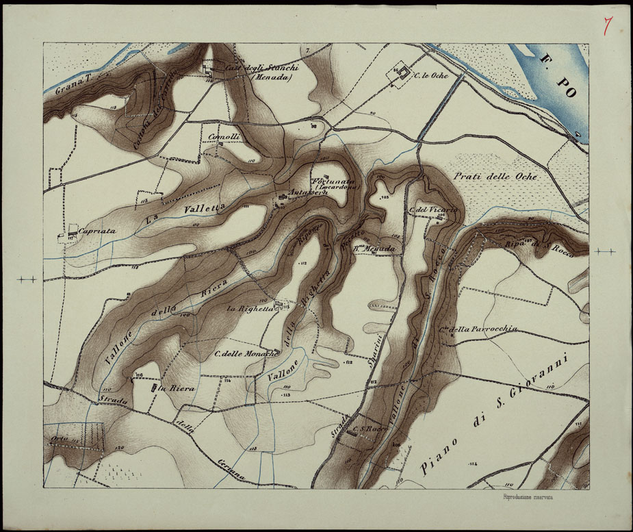 (N:23943) CARTA DEI DINTORNI DI VALENZA - FOGLIO 7 (CA003359) Carte e stampe antiche: riproduzione a colori su carta (formato A1)