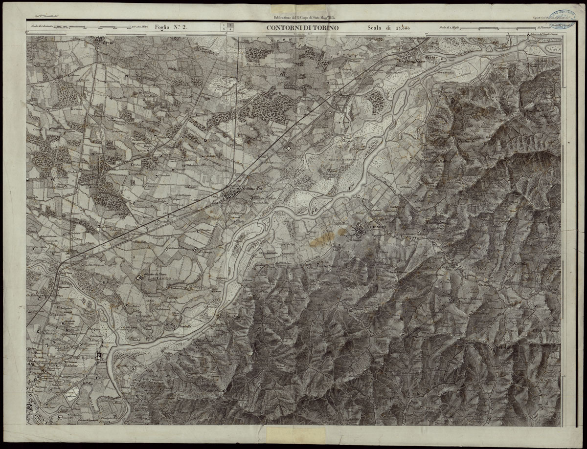 (N:23971) CONTORNI DI TORINO TERZA EDIZIONE - FOGLIO 2 (CA003419) Carte e stampe antiche: riproduzione a colori su carta (formato A1)
