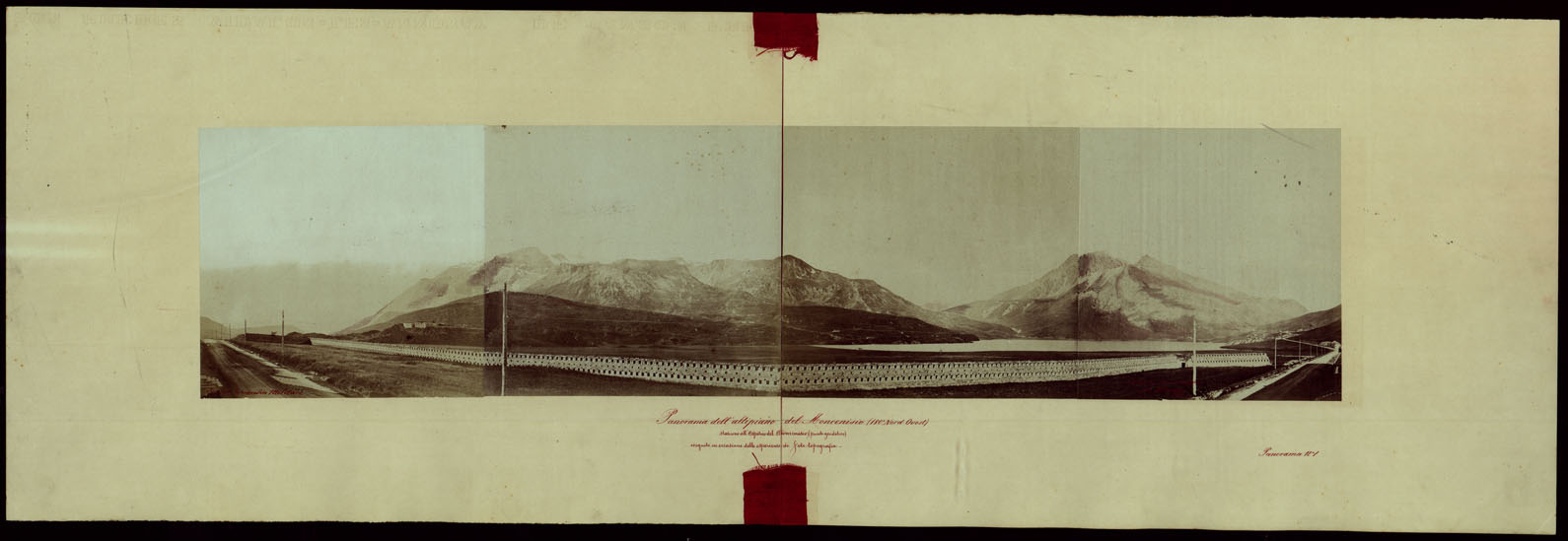 (N:23997) TRENTADUE PANORAMI FOTOGRAFICI ESEGUITI DAL TENENTE DI STATO MAGGIORE SIG. MANZI NEL 1876, PER STUDI SULLA FOTOTOPOGRAFIA - PANORAMA DELL'ALTIPIANO DEL MONCENISIO (180 NORD-OVEST) STAZIONE ALL'OSPIZIO DEL  MONCENISIO (PUNTO GEODETICO) (CA003485) Carte e stampe antiche: riproduzione a colori su carta (formato A1)