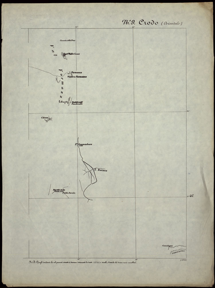 (N:24249) CARTA TOPOGRAFICA DEGLI STATI IN TERRAFERMA DI S.M. IL RE DI SARDEGNA ALLA SCALA DI 1.A 50.000. OPERA DEL CORPO REALE DELLO STATO MAGGIORE - FOGLIO N.9. CRODO + DOCUMENTO DI AGGIORNAMENTO PARTE OCCIDENTALE E ORIENTALE (CA003735, CA003734, CA003736) Carte e stampe antiche: riproduzione a colori su carta (formato A1)