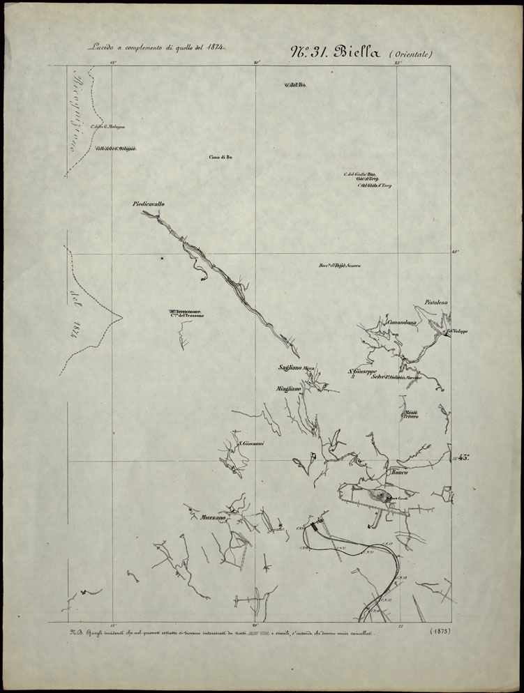 (N:24270) CARTA TOPOGRAFICA DEGLI STATI IN TERRAFERMA DI S.M. IL RE DI SARDEGNA ALLA SCALA DI 1.A 50.000. OPERA DEL CORPO REALE DELLO STATO MAGGIORE - FOGLIO N.31. BIELLA + DOCEMENTO DI AGGIORNAMENTO PARTE ORIENTALE (CA003767, CA003768) Carte e stampe antiche: riproduzione a colori su carta (formato A1)