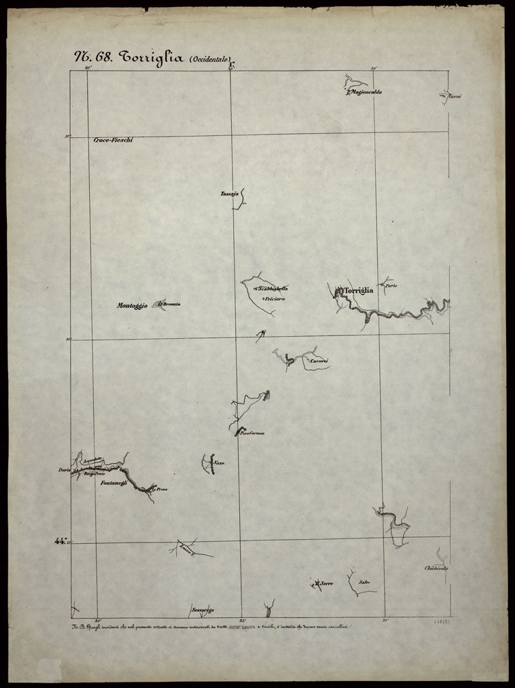 (N:24309) CARTA TOPOGRAFICA DEGLI STATI IN TERRAFERMA DI S.M. IL RE DI SARDEGNA ALLA SCALA DI 1.A 50.000. OPERA DEL CORPO REALE DELLO STATO MAGGIORE - FOGLIO N.68. - TORRIGLIA + DOCUMENTO DI AGGIORNAMENTO PARTE OCCIDENTALE E ORIENTALE (CA003835, CA003836, CA003837) Carte e stampe antiche: riproduzione a colori su carta (formato A1)