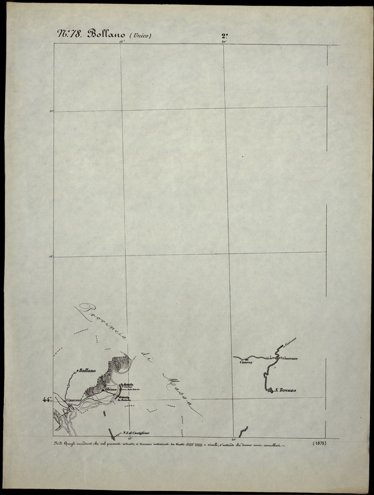 (N:24319) CARTA TOPOGRAFICA DEGLI STATI IN TERRAFERMA DI S.M. IL RE DI SARDEGNA ALLA SCALA DI 1.A 50.000. OPERA DEL CORPO REALE DELLO STATO MAGGIORE - FOGLIO N.78.  BOLLANO + DOCUMENTO DI AGGIORNAMENTO UNICO (CA003856, CA003857) Carte e stampe antiche: riproduzione a colori su carta (formato A1)