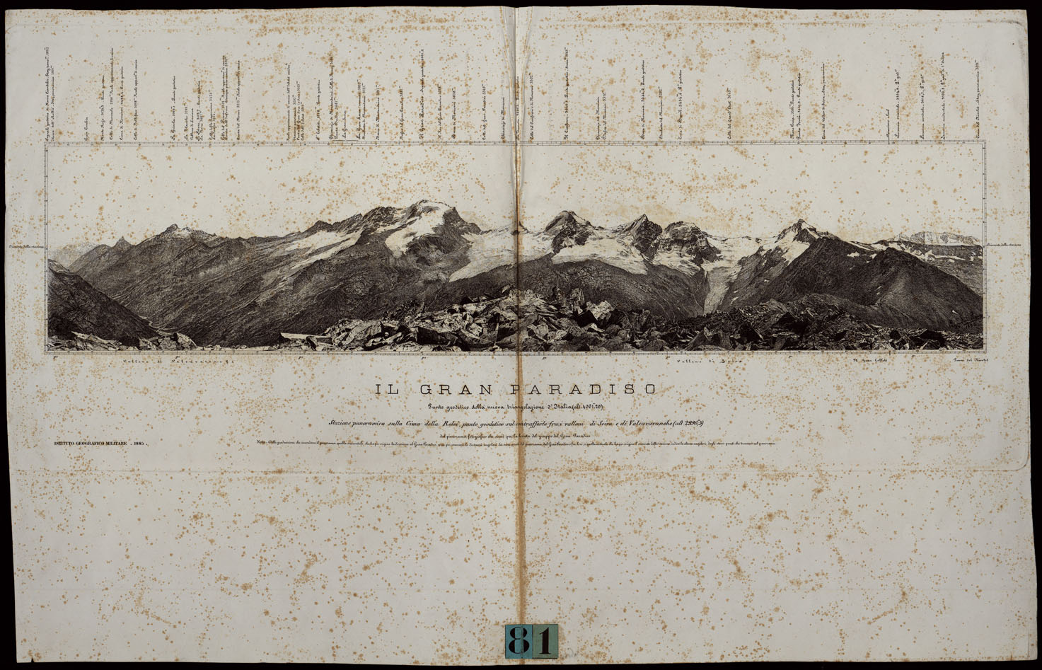 (N:24472) IL GRAN PARADISO PUNTO GEODETICO DELLA NUOVA TRIANGOLAZIONE D'ITALIA (ALT. 4061,20) (CA003974) Carte e stampe antiche: riproduzione a colori su carta (formato A1)