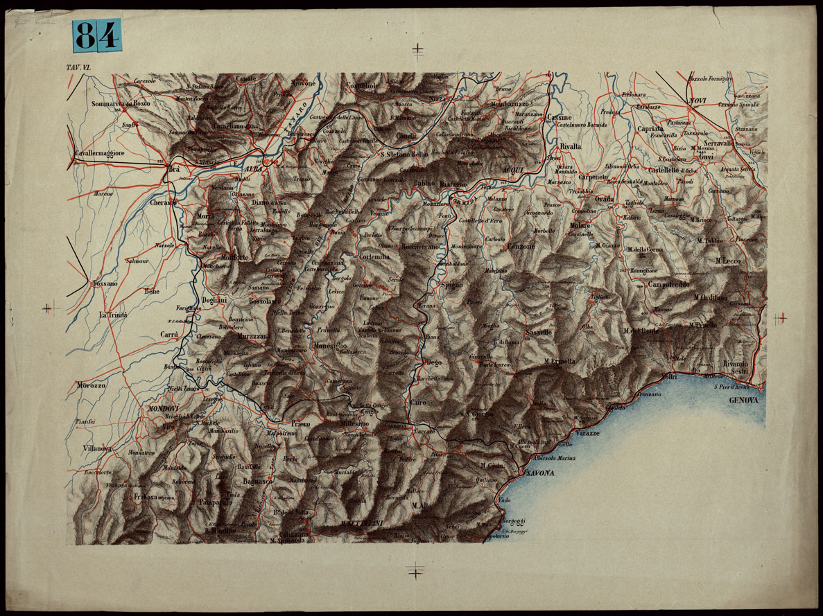 (N:24496) CARTA DIMOSTRATIVA DELLE ALPI OCCIDENTALI - Tavola VI (CA003998) Carte e stampe antiche: riproduzione a colori su carta (formato A1)