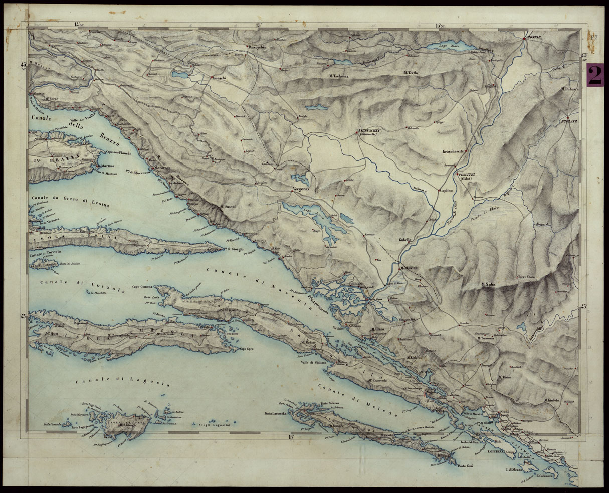 (N:24782) CARTA COROGRAFICA DEI VERSANTI SETTENTRIONALI E MERIDIONALI DELLE ALPI RETICHE, CARNICHE E GIULIE (CA004033) Carte e stampe antiche: riproduzione a colori su carta (formato A1)