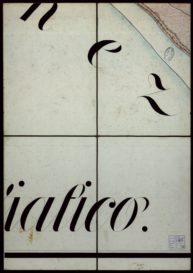 (N:1823) PLAN DER SEE-STADT ADT UND FESTUNG VENEDIG SAMMT HREN LAGUNEN UND DEM DIESE UMGEBEN DEN FESTEN LANDE VON DER MUNDUNG DER ETSCHRIS ZU JENER DER PIAVE. + CENNI SULLA COSTRUZIONE DELLA CARTA ANNO 1849 - FOGLIO 26 (CA004163) Carte e stampe antiche: riproduzione a colori su carta (formato A1)