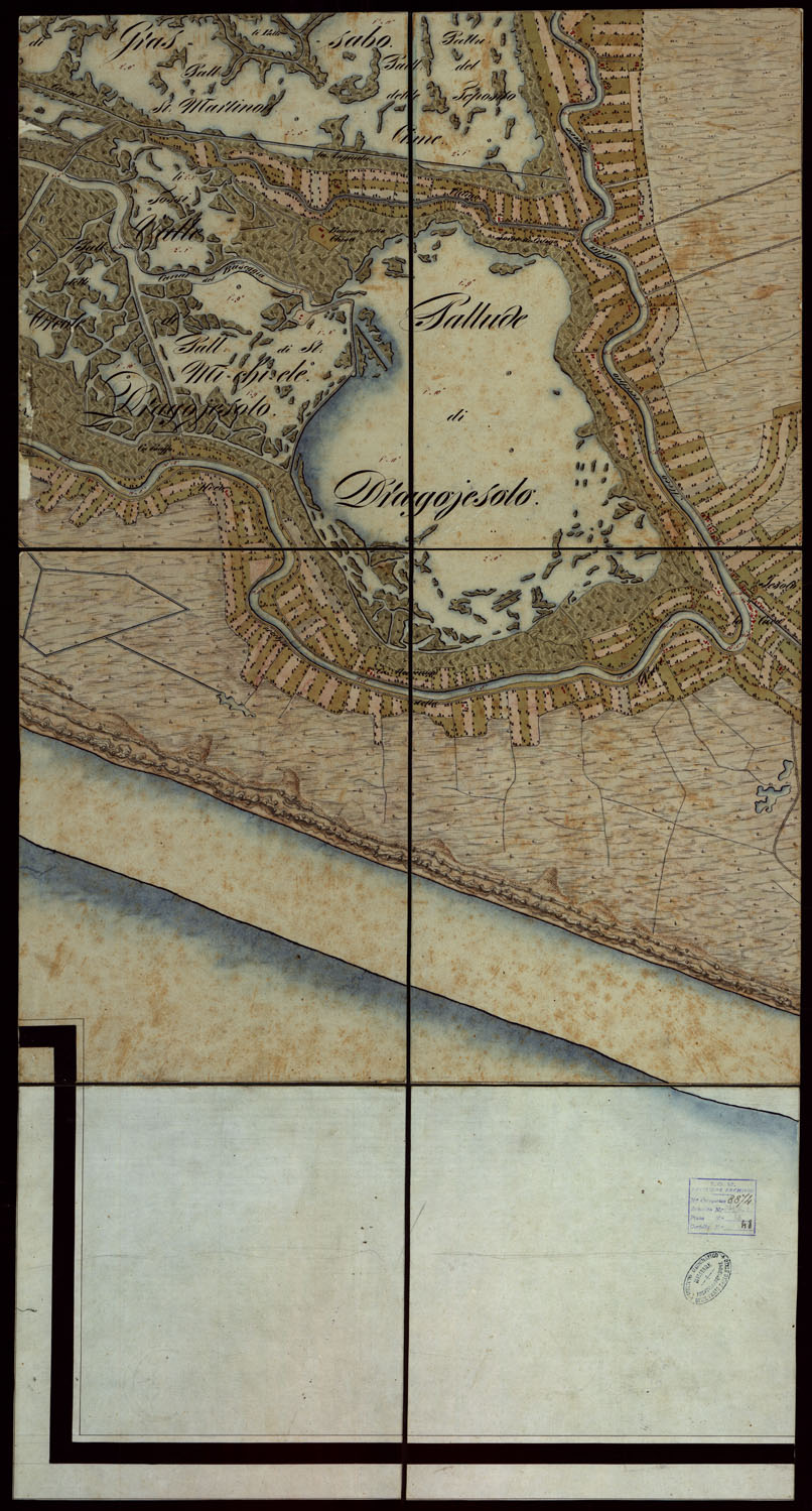 (N:1825) PLAN DER SEE-STADT ADT UND FESTUNG VENEDIG SAMMT HREN LAGUNEN UND DEM DIESE UMGEBEN DEN FESTEN LANDE VON DER MUNDUNG DER ETSCHRIS ZU JENER DER PIAVE. + CENNI SULLA COSTRUZIONE DELLA CARTA ANNO 1849 - FOGLIO 28 (CA004165) Carte e stampe antiche: riproduzione a colori su carta (formato A1)