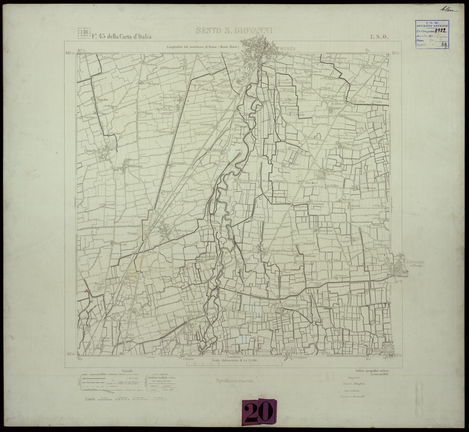 (N:24433) DINTORNI DI MILANO STAMPE A 3 COLORI SEPARATI SU CARTONCINO RIGIDO - SESTO SAN GIOVANNI I. S.O. (CA004185) Carte e stampe antiche: riproduzione a colori su carta (formato A1)