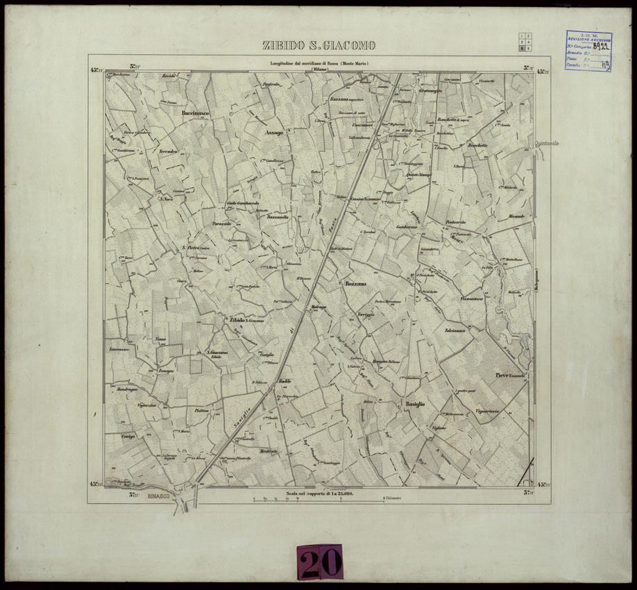 (N:24441) DINTORNI DI MILANO STAMPE A 3 COLORI SEPARATI SU CARTONCINO RIGIDO - ZIBIDO SAN GIACOMO (CA004193) Carte e stampe antiche: riproduzione a colori su carta (formato A1)