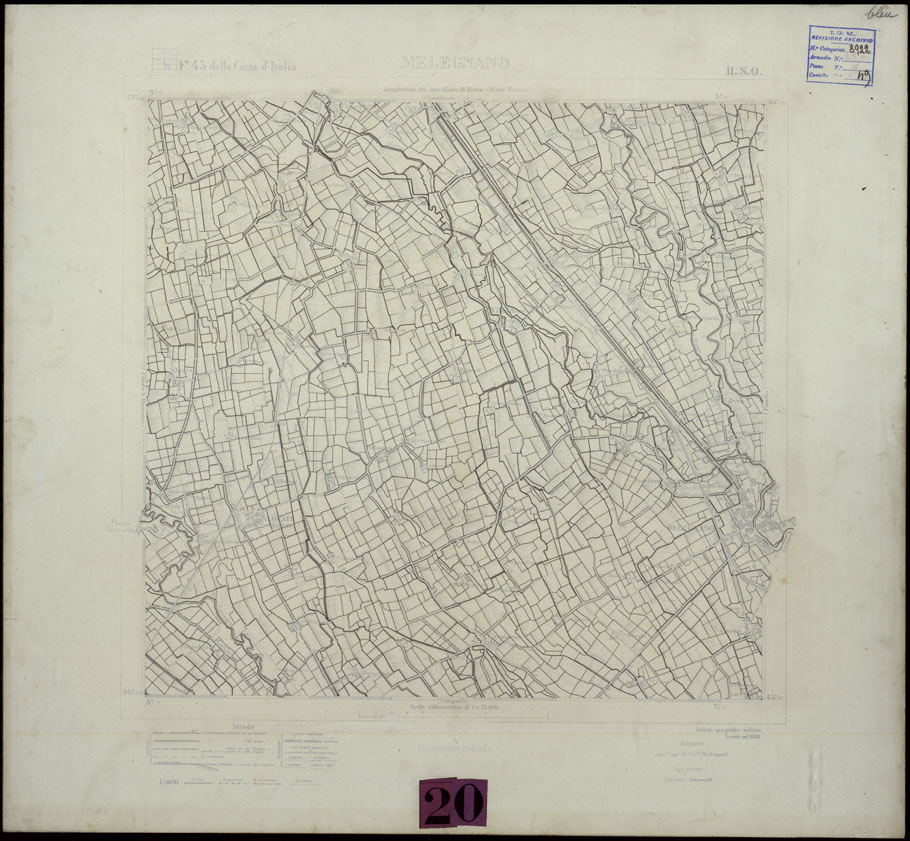 (N:9368) DINTORNI DI MILANO STAMPE A 3 COLORI SEPARATI SU CARTONCINO RIGIDO - MELEGANO II. S.O. (CA004197) Carte e stampe antiche: riproduzione a colori su carta (formato A1)