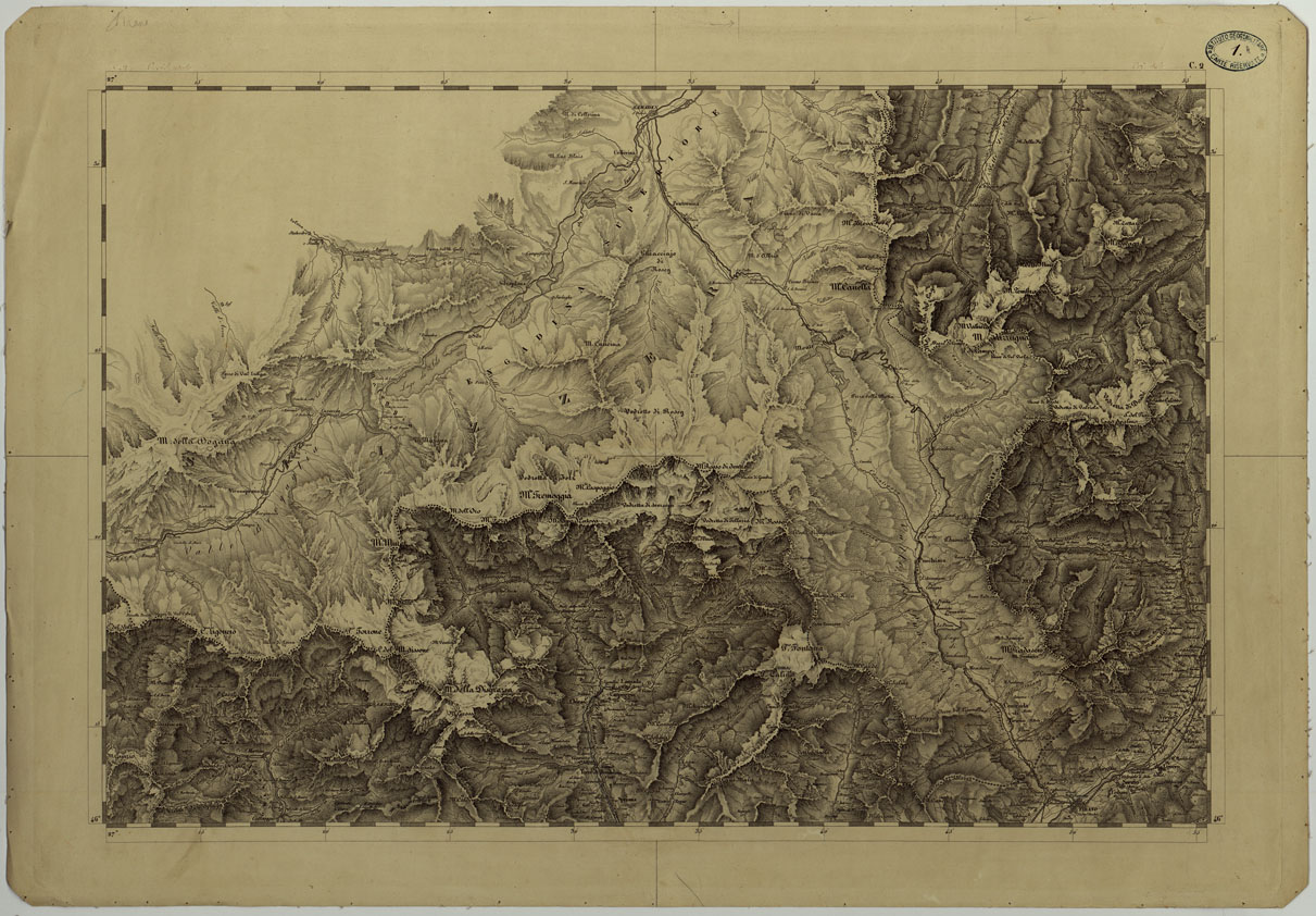 (N:11706) CARTA TOPOGRAFICA DELLA LOMBARDIA, DEL VENETO E DELL'ITALIA CENTRALE IN 88 FOGLI - C.2 (CA004248) Carte e stampe antiche: riproduzione a colori su carta (formato A1)