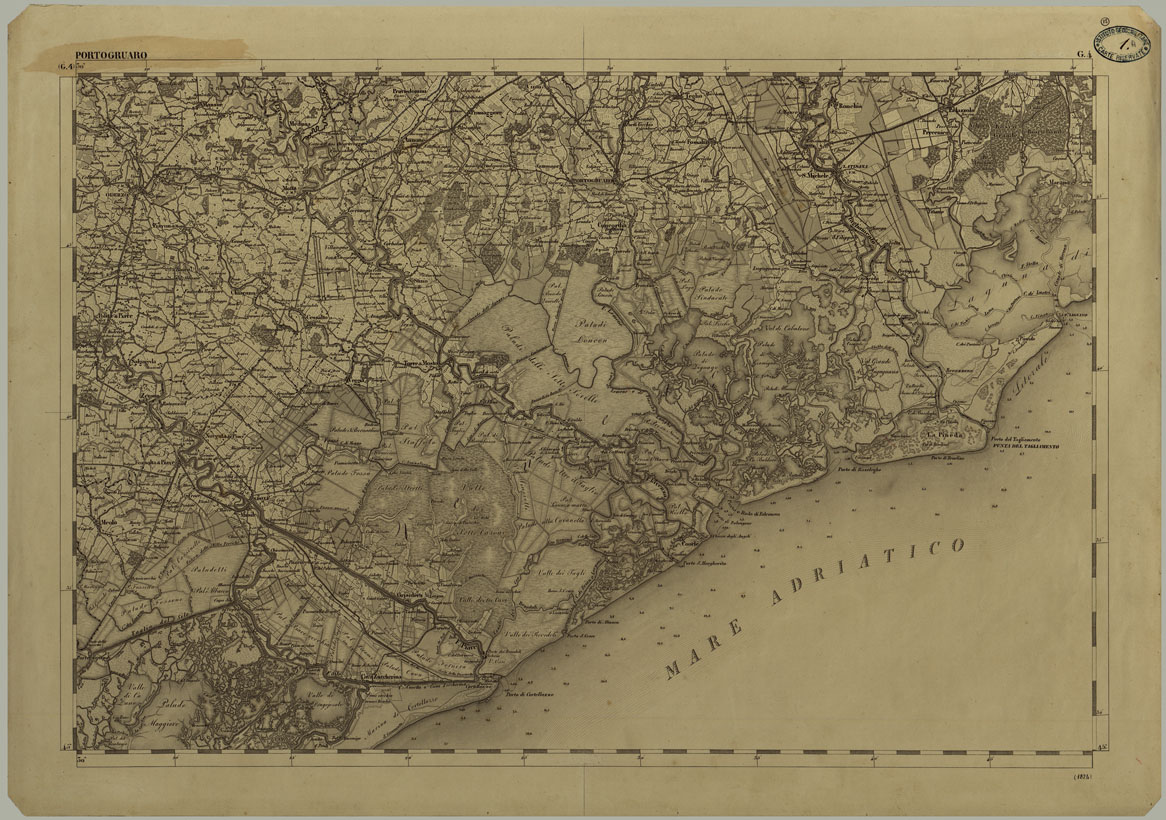(N:11767) CARTA TOPOGRAFICA DELLA LOMBARDIA, DEL VENETO E DELL'ITALIA CENTRALE IN 88 FOGLI - G.4 PORTOGRUARO (CA004272) Carte e stampe antiche: riproduzione a colori su carta (formato A1)