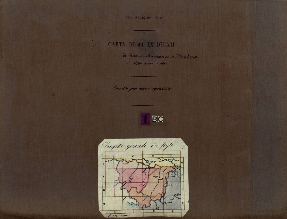 (N:24462) CARTA TOPOGRAFICA DELLA LOMBARDIA, DEL VENETO E DELL'ITALIA CENTRALE - CARTA DEGLI EX DUCATI DI PARMA, PIACENZA E MODENA - QUADRO D'UNIONE (CA004285) Carte e stampe antiche: riproduzione a colori su carta (formato A1)