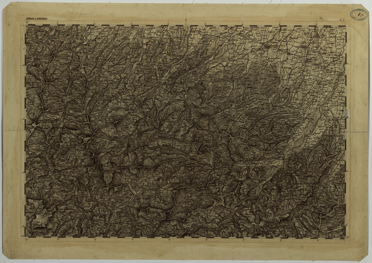 (N:11711) CARTA TOPOGRAFICA DELLA LOMBARDIA, DEL VENETO E DELL'ITALIA CENTRALE - CARTA DEGLI EX DUCATI DI PARMA, PIACENZA E MODENA - C.7 BORGO SAN DONNINO (CA004288) Carte e stampe antiche: riproduzione a colori su carta (formato A1)