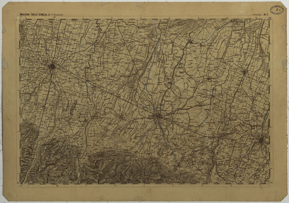 (N:11724) CARTA TOPOGRAFICA DELLA LOMBARDIA, DEL VENETO E DELL'ITALIA CENTRALE - CARTA DEGLI EX DUCATI DI PARMA, PIACENZA E MODENA - D.7 REGGIO EMILIA OCCIDENTALE ORIENTALE (CA004291) Carte e stampe antiche: riproduzione a colori su carta (formato A1)