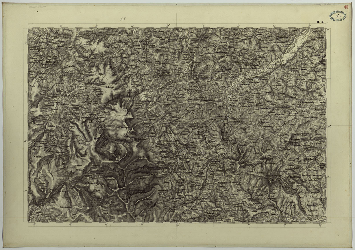 (N:11772) CARTA TOPOGRAFICA DELLA LOMBARDIA, DEL VENETO E DELL'ITALIA CENTRALE - CARTA DEGLI EX DUCATI DI PARMA, PIACENZA E MODENA  - H.12 (CA004327) Carte e stampe antiche: riproduzione a colori su carta (formato A1)