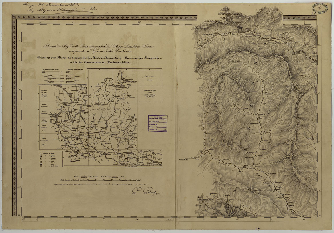 (N:14708) CARTA TOPOGRAFICA DEL REGNO LOMBARDO-VENETO COSTRUTTA SOPRA MISURE ASTRONOMICO-TRIGONOMETRICHE ED INCISA A MILANO NELL'ISTITUTO GEOGRAFICO MILITARE DELL'I.R. STATO MAGGIORE GENARALE AUSTRIACO PUBBLICATA NELL'ANNO - A.2
 (CA004336) Carte e stampe antiche: riproduzione a colori su carta (formato A1)