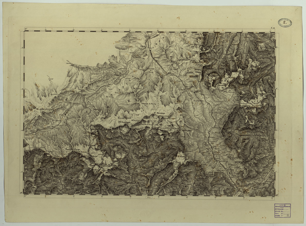 (N:14718) CARTA TOPOGRAFICA DEL REGNO LOMBARDO-VENETO COSTRUTTA SOPRA MISURE ASTRONOMICO-TRIGONOMETRICHE ED INCISA A MILANO NELL'ISTITUTO GEOGRAFICO MILITARE DELL'I.R. STATO MAGGIORE GENARALE AUSTRIACO PUBBLICATA NELL'ANNO - C.2 (CA004346) Carte e stampe antiche: riproduzione a colori su carta (formato A1)