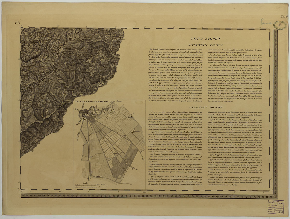 (N:13134) CARTA TOPOGRAFICA DEI DUCATI DI PARMA,PIACENZA E GUASTALLA LEVATA DIETRO MISURE TRIGONOMETRICHE NEGLI ANNI 1821-1822 SOTTO IL GOVERNO DI SUA MAESTA' L'ARCIDUCHESSA MARIA LUIGIA DISEGNATA ED INCISA IN MILANO NELL'ISTITUTO GEOGRAFICO MILITARE - FIX (CA004410) Carte e stampe antiche: riproduzione a colori su carta (formato A1)