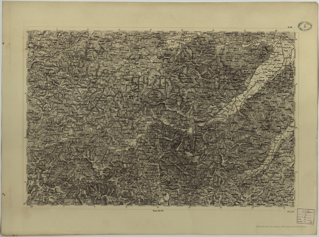 (N:8124) CARTA TOPOGRAFICA DELLO STATO PONTIFICIO E DEL GRAN-DUCATO DI TOSCANA COSTRUTTA SOPRA MISURE ASTRONOMICO TRIGONOMETRICHE ED INCISA SOPRA PIETRA A VIENNA NELL'I.R. ISTITUTO GEOGRAFICO MILITARE - FOGLIO G.10 (CA004475) Carte e stampe antiche: riproduzione a colori su carta (formato A1)