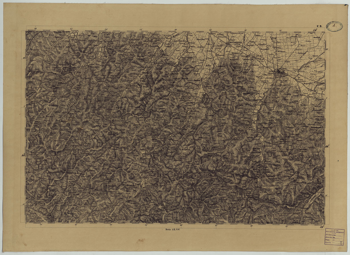 (N:24520) CARTA TOPOGRAFICA DELLO STATO PONTIFICIO E DAL GRAN-DUCATO DI TOSCANA COSTRUTTA SOPRA MISURE ASTRONOMICO TRIGONOMETRICHE CHE ED INCISA SOPRA PIETRA A VIENNA NELL'I.R. ISTITUTO GEOGRAFICO MILITARE PUBBLICATA NELL'ANNO 1851 - FOG. F.9 (CA004517) Carte e stampe antiche: riproduzione a colori su carta (formato A1)