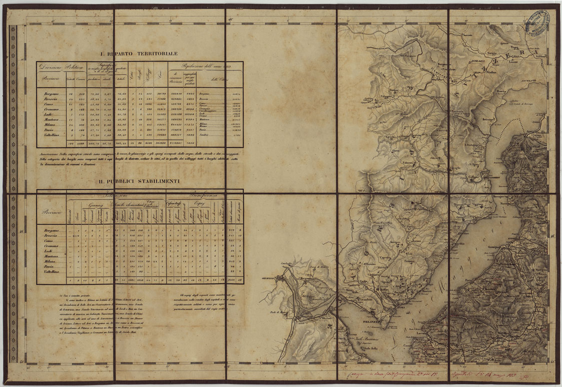 (N:14816) CARTA TOPOGRAFICA REGNO LOMBARDO-VENETO COSTRUTTA SOPRA MISURE ASTRONOMICO-TRIGONOMETRICHE ED INCISA A MILANO NELL'ISTITUO GEOGRAFICO MILTARE DELL'I.R. STATO MAGGIORE GENERALE AUSTRIACO. PUBBLICATA NELL'ANNO 1833 RETTIFICA NELL'ANNO 1856 - FOG.A3. (CA004756) Carte e stampe antiche: riproduzione a colori su carta (formato A1)