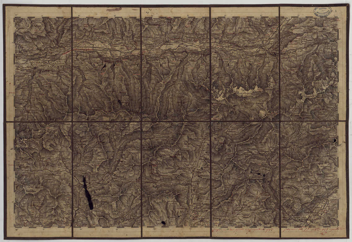 (N:14826) CARTA TOPOGRAFICA REGNO LOMBARDO-VENETO COSTRUTTA SOPRA MISURE ASTRONOMICO-TRIGONOMETRICHE ED INCISA A MILANO NELL'ISTITUO GEOGRAFICO MILTARE DELL'I.R. STATO MAGGIORE GENERALE AUSTRIACO. PUBBLICATA NELL'ANNO 1833 RETTIFICA NELL'ANNO 1856 - FOG.C3. (CA004766) Carte e stampe antiche: riproduzione a colori su carta (formato A1)